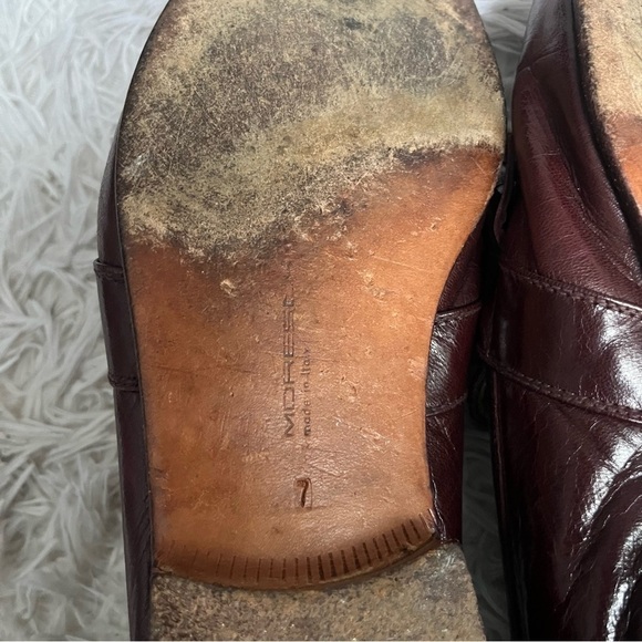 Moreschi Italy Maroon Mens Leather Loafers Size 7 - Picture 5 of 11